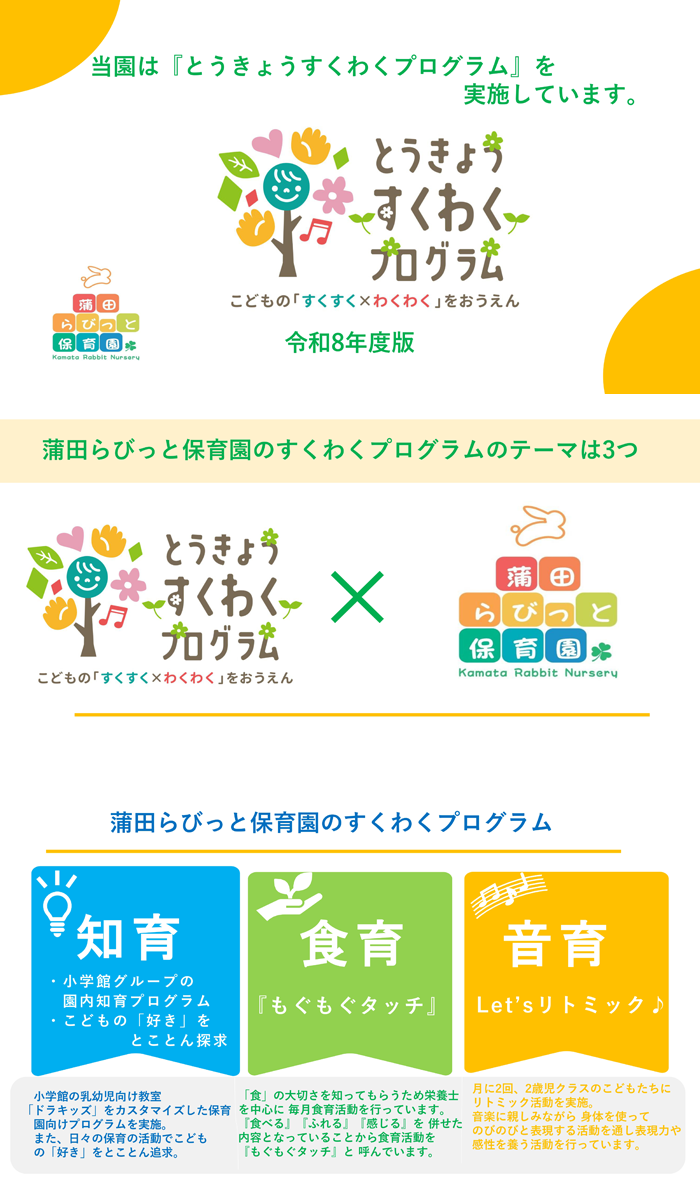 蒲田らびっと保育園のすくわくプログラム